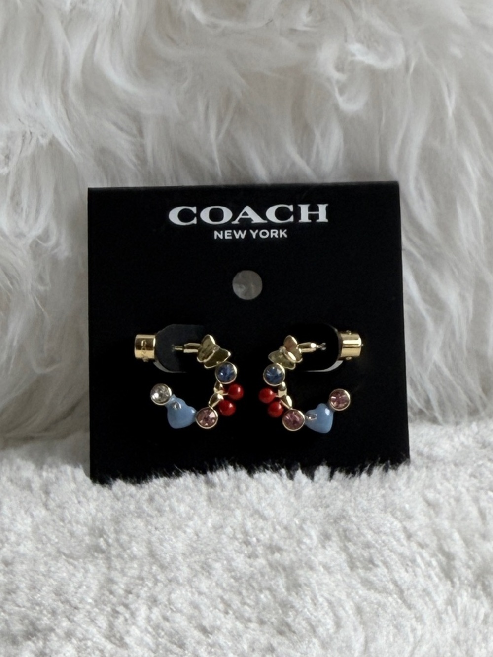 COACH  Signature Charm Huggie Earrings - Picture 2 of 8